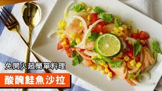 酸醃鮭魚沙拉｜免開火超簡單料理｜114｜ Salmon Salad