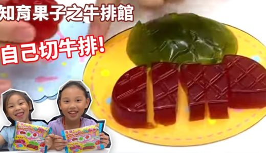 知育菓子食玩 DIY料理牛排套餐 親子自己做食玩  紅色做切牛排 綠色可以做蔬菜料理 Sunny yummy的玩具箱