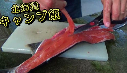 【キャンプ飯】素人が料理バサミで魚を捌く【北海道 知床 羅臼】