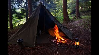 新幕でソロキャンプ 後編 焚き火で作る料理 Camping in a new tent