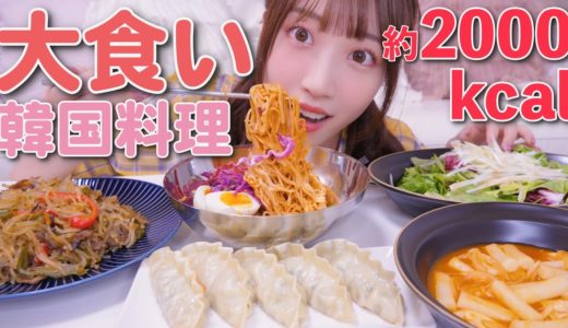 【モッパン】家で一人で韓国料理いっぱい作って大食い祭り【チョル麺、トッポギ、チャプチェとかああぁ】