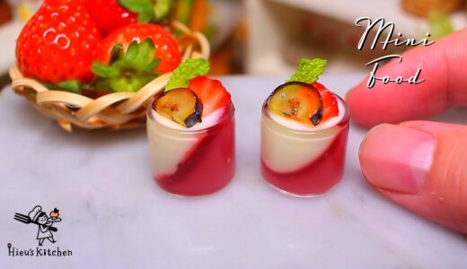 苺のパンナコッタを作ってみた│食べられるミニチュア料理 │Miniature Hieu's kitchen