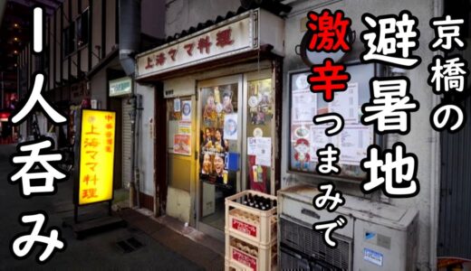 京橋の避暑地で激辛1人呑み【上海ママ料理 】大瓶ビール最高