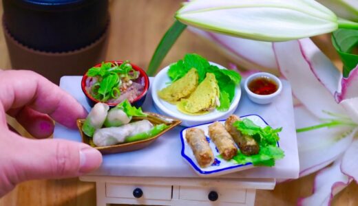 ダイエット用食事Lv.1000、食べられるミニチュア料理、ベトナム料理の定番4品