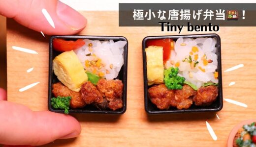 【Mini food】世界一小さい唐揚げ弁当│食べられるミニチュア料理　#ミニチュア料理 #唐揚げ弁当