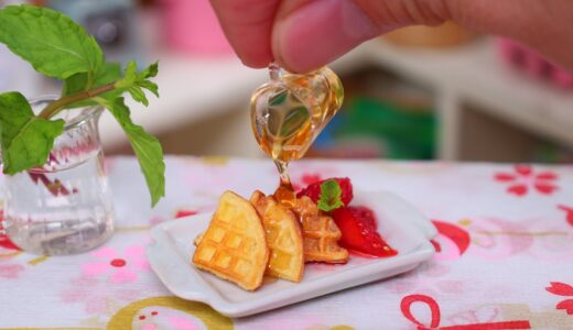 本格ミニチュア料理『ワッフル&パンケーキ』│食べられるミニチュアフード│ Mini food |Miniature Hieu’s kitchen