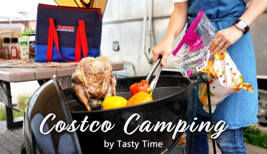 コストコ食材でキャンプ料理を楽しむ１日／ビアチキン缶・バームクーヘン・焚き火でスモア／グランピングVLOG