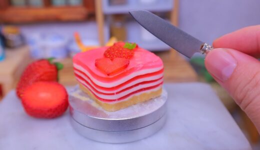 食べられるミニチュア料理、苺ゼリーケーキ | Mini food | Miniature Hieu’s Kitchen