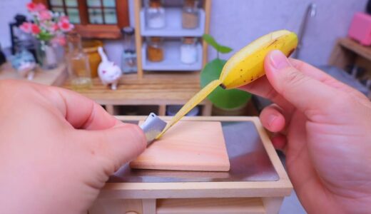 巨人シェフの料理シリーズ | 焼きバナナケーキ | 食べられるミニチュア料理 | Miniature Hieu’s Kitchen